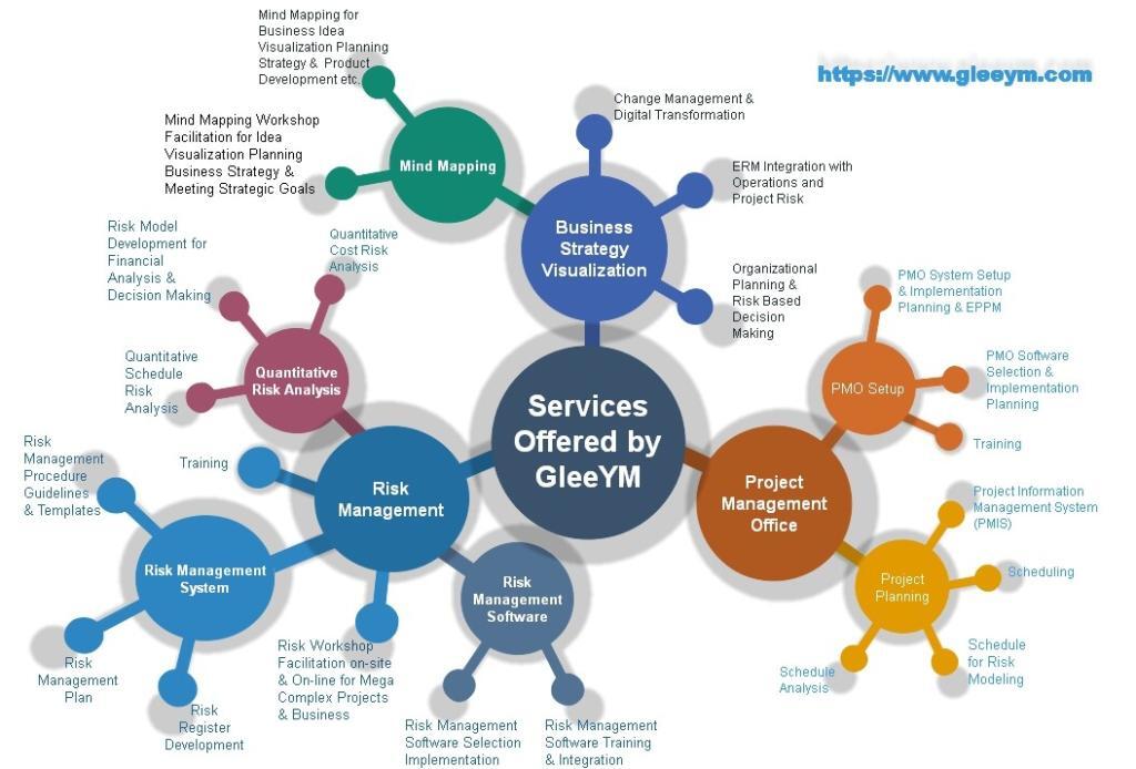 GleeYM offers services in risk management, PMO, Mind mapping